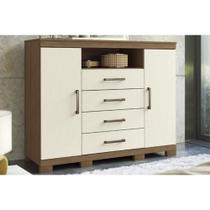 Cômoda de Quarto Master c/ 2 Portas 1 Nicho e 4 Gavetas c/ Pés jatoba/Areia - Santos Andirá Cômoda de Quarto Master c/ 2 Portas 1 Nicho e 4 Gavetas c/ Pés jatoba/Areia - Santos Andirá