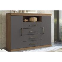 Cômoda de Quarto Master c/ 2 Portas 1 Nicho e 4 Gavetas Jatoba/Grafitte - Santos Andirá Cômoda de Quarto Master c/ 2 Portas 1 Nicho e 4 Gavetas Jatoba/Grafitte - Santos Andirá