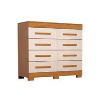 Cômoda de Quarto Nalu c/ 8 Gavetas Cinamomo/Off White - ACP