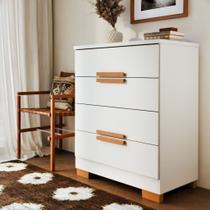 Cômoda de Quarto Napoles com 4 Gavetas em MDF MDP Design Moderno e Compacto Cômoda de Quarto Napoles com 4 Gavetas em MDF MDP Design Moderno e Compacto