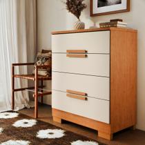 Cômoda de Quarto Napoles com 4 Gavetas em MDF MDP Design Moderno e Compacto Cômoda de Quarto Napoles com 4 Gavetas em MDF MDP Design Moderno e Compacto