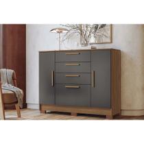 Cômoda de Quarto Pinhais c/ 2 Portas e 4 Gavetas Jatobá/Grafite - Santos Andirá