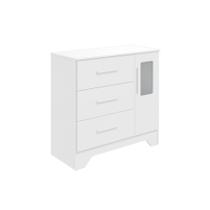 Cômoda de Quarto Popy c/ 1 Porta e 3 Gavetas Branco Brilho - Peroba