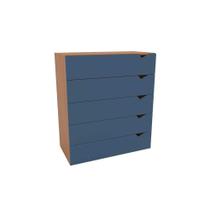Cômoda de Quarto Porto c/ 5 Gavetas Freijo/Azul - Politorno Cômoda de Quarto Porto c/ 5 Gavetas Freijo/Azul - Politorno