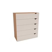 Cômoda de Quarto Porto c/ 5 Gavetas Freijo/Creme - Politorno Cômoda de Quarto Porto c/ 5 Gavetas Freijo/Creme - Politorno