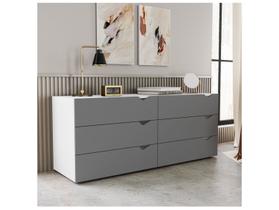 Cômoda de Quarto Porto c/ 6 Gavetas Branco/Cinza - Politorno