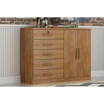 Cômoda de Quarto Space c/ 2 Portas e 5 Gavetas Freijó Cumaru - Novo Horizonte
