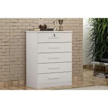 Cômoda de Quarto Suíça/Austria c/ 5 Gavetas Neve - Novo Horizonte