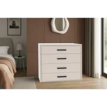Cômoda de Quarto Valência c/ 4 Gavetas Branco/Creme - Politorno