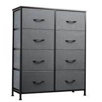 Cômoda de tecido WLIVE alta com 8 gavetas 80,5 x 29,7 x 98 cm cinza-escuro
