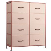 Cômoda de tecido WLIVE Tall com 8 gavetas, torre de armazenamento, rosa