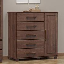 Cômoda Decorativa Madeira Maciça Naipe 5 Gavetas Café - G74 - Gran Belo