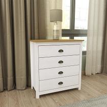 Cômoda Decorativa Madeira Maciça Osiris 4 Gavetas Branco/Freijó - G74 - Gran Belo Cômoda Decorativa Madeira Maciça Osiris 4 Gavetas Branco/Freijó - G74 - Gran Belo