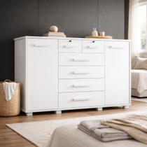 Cômoda Design Moderno Mega com 5 Gavetas e Sapateira Resistente e Duradoura - Branco
