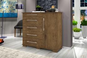 Cômoda DET 1 Porta + 5 Gavetas Sendo 1 Com Chave e Porta Com Prateleira Interna Cor Jequitiba Cômoda DET 1 Porta + 5 Gavetas Sendo 1 Com Chave e Porta Com Prateleira Interna Cor Jequitiba