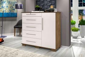 Cômoda DET 1 Porta + 5 Gavetas Sendo 1 Com Chave e Porta Com Prateleira Interna Cor Jequitiba/Off White Cômoda DET 1 Porta + 5 Gavetas Sendo 1 Com Chave e Porta Com Prateleira Interna Cor Jequitiba/Off White