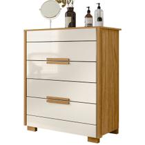 Cômoda Dhara 4 Gavetas Freijó Off White Moval Cômoda Dhara 4 Gavetas Freijó Off White Moval