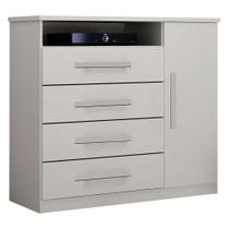 Cômoda Diamante 4 Gavetas 1 Porta Branco - Leifer Móveis