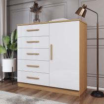 Cômoda Divini 1 Porta 5 Gavetas Demolição/Branco - Panorama Móveis Cômoda Divini 1 Porta 5 Gavetas Demolição/Branco - Panorama Móveis
