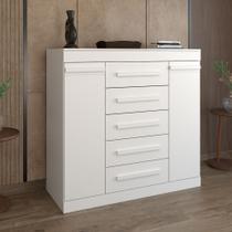 Cômoda Divino 2 Portas 5 Gavetas 100% Mdf Branco - Panorama Móveis