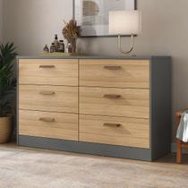 Cômoda Divino 6 Gavetas 100% Mdf Cinza/Olmo - Manbel Cômoda Divino 6 Gavetas 100% Mdf Cinza/Olmo - Manbel