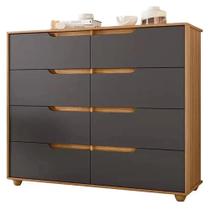 Cômoda Doble 8 Gavetas Albatroz Cor Nature Titanium