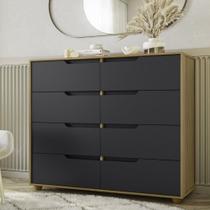 Cômoda Doble com 8 Gavetas - Natural/Titanium