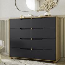 Cômoda Doble com 8 Gavetas - Natural/Titanium