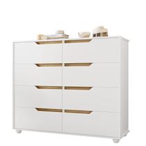 Cômoda Doble Com 8 Gavetas Para Quarto - Branco/natural