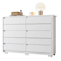 Cômoda Duetto 10 Gavetas MDP Corrediças Telescópicas Branco Cômoda Duetto 10 Gavetas MDP Corrediças Telescópicas Branco