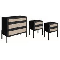 Comoda E 02 Mesas De Cabeceira Palhinha Linha Oslo Nero Comoda E 02 Mesas De Cabeceira Palhinha Linha Oslo Nero