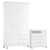 Cômoda e Guarda Roupa 4 Portas Ternura Baby Branco Flex Incorplac