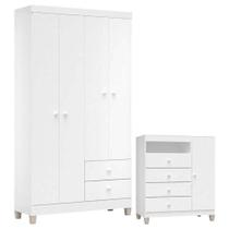 Cômoda E Guarda Roupa 4 Portas Ternura Baby Branco Incorplac