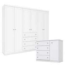 Cômoda e Guarda Roupa Casal 6 Portas Americano Branco HP Henn Cômoda e Guarda Roupa Casal 6 Portas Americano Branco HP Henn