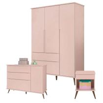 Cômoda E Guarda Roupa Com Mesa De Apoio Alice Rosa Acetinado - Phoenix Baby Cômoda E Guarda Roupa Com Mesa De Apoio Alice Rosa Acetinado - Phoenix Baby