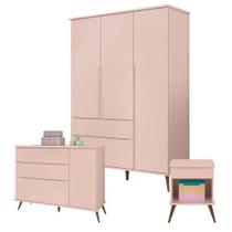 Cômoda E Guarda Roupa Com Mesa De Apoio Alice Rosa Acetinado - Phoenix Baby Cômoda E Guarda Roupa Com Mesa De Apoio Alice Rosa Acetinado - Phoenix Baby