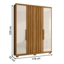 Cômoda e Guarda Roupa Fresado Qatar Freijó Off White