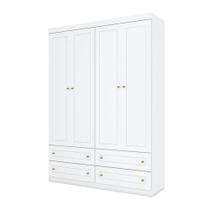Cômoda E Guarda Roupa Infantil Americano 4 Portas Branco - Henn Cômoda E Guarda Roupa Infantil Americano 4 Portas Branco - Henn