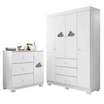 Cômoda E Guarda Roupa Infantil Ane Branco Brilho Phoenix Baby Cômoda E Guarda Roupa Infantil Ane Branco Brilho Phoenix Baby