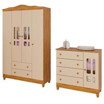 Cômoda e Guarda Roupa Infantil Ariel 4 Portas Off White Bétula Carolina Baby Cômoda e Guarda Roupa Infantil Ariel 4 Portas Off White Bétula Carolina Baby