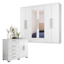 Cômoda e Guarda Roupa Prime Branco - Araplac