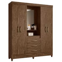Cômoda e Roupeiro com Espelho Cairo Castanho Wood