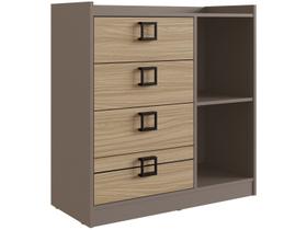 Cômoda Édez Olive, 4 Gavetas, Fendi e Cedro Cômoda Édez Olive, 4 Gavetas, Fendi e Cedro