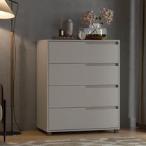Cômoda em MDF com 4 Gavetas 80cm x 104cm x 45cm Monet Cinza