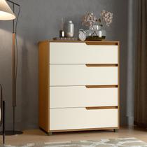 Cômoda em MDF com 4 Gavetas 80cm x 104cm x 45cm Monet Marrom/Nature/Champanhe