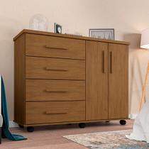 Cômoda Encanto com 04 Gavetas 02 Portas e Rodízios Amêndoa