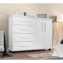 Cômoda Encanto com 04 Gavetas 02 Portas e Rodízios Branco