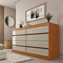 Cômoda Espanha 8 Gavetas 100% Mdf - Móveis Tcil Cor:Cinamomo/Off Cômoda Espanha 8 Gavetas 100% Mdf - Móveis Tcil Cor:Cinamomo/Off