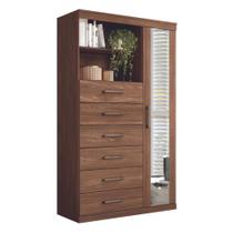 Cômoda Espelhada 6 Gavetas 1 Porta Suzhou Jatobá