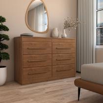 Cômoda Europa 6 Gavetas 100% Mdf Nogueira - Panorama Móveis Cômoda Europa 6 Gavetas 100% Mdf Nogueira - Panorama Móveis